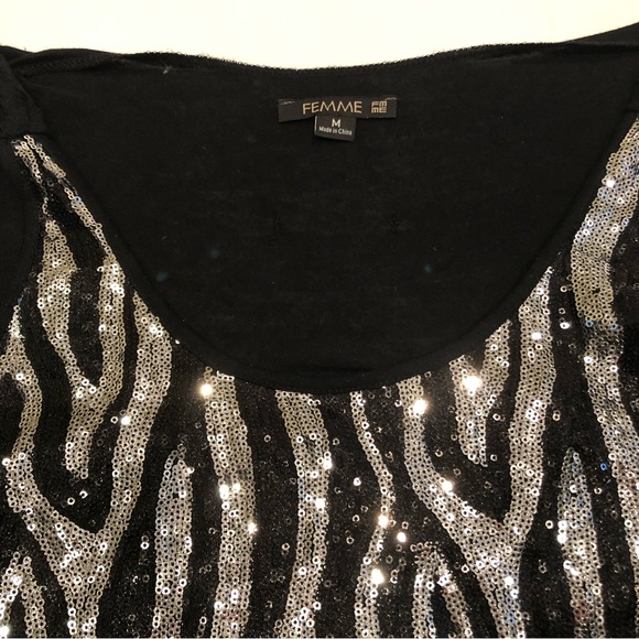 Femme de Carriere Sequined Tank Top Black Size M - Picture 3 of 9